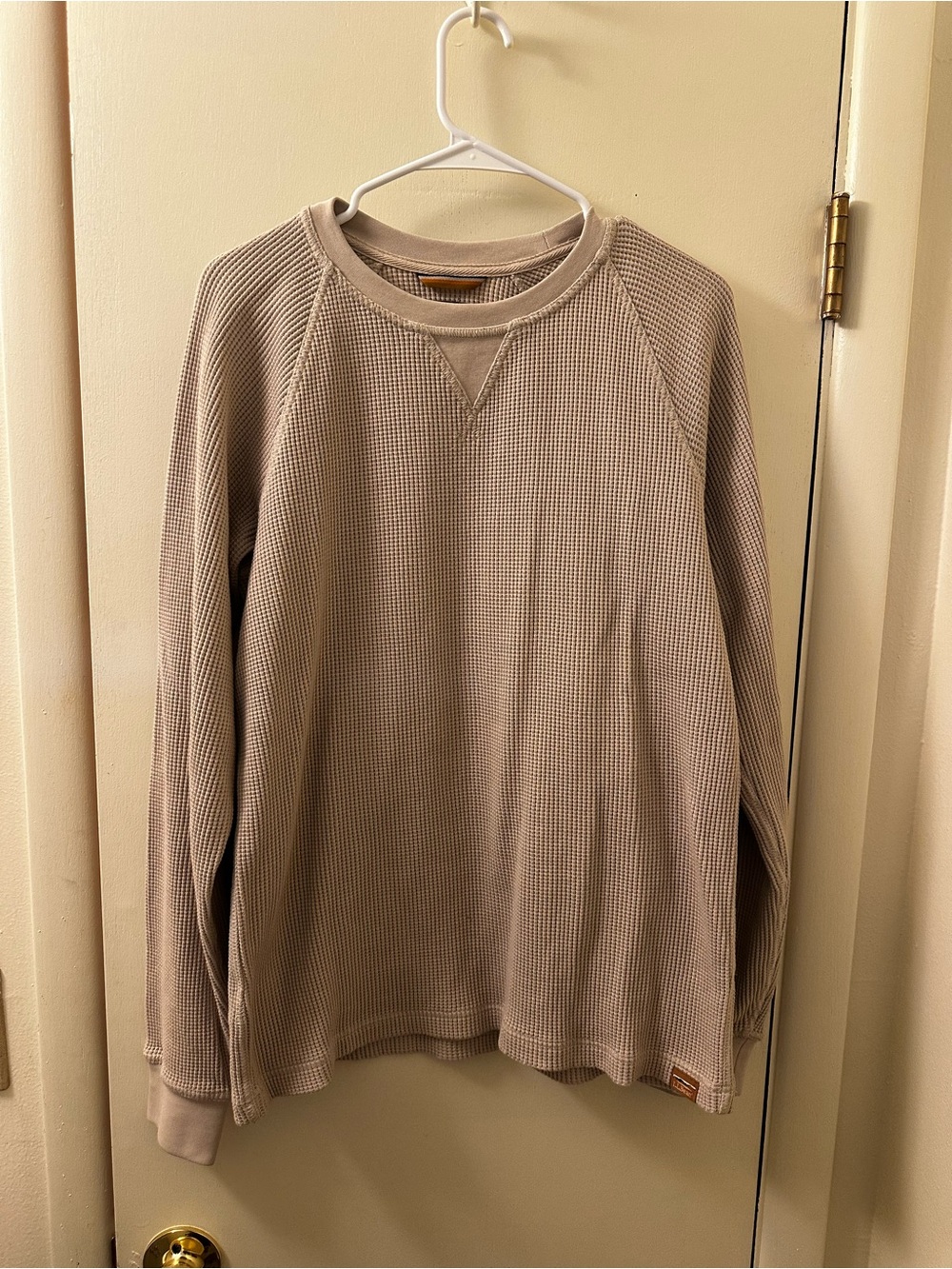 L.L. Bean Men's Waffle Crewneck Sweater - Beige Taupe